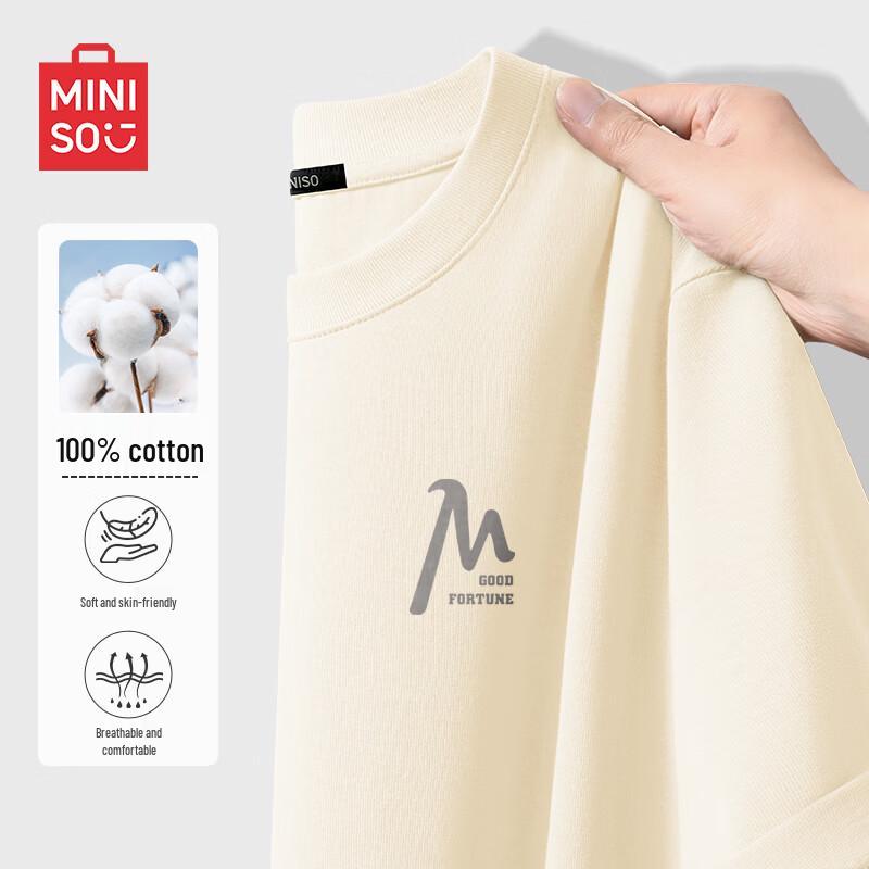 MINISO Men s Heavyweight Pure Cotton Relaxed Fit T-Shirt M