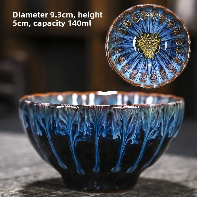 Tradition Kiln Transformation Ceramic Teacup Home Master Cup Chinese Tea Set Accessories Handmade Silver Inlay Tea Cup