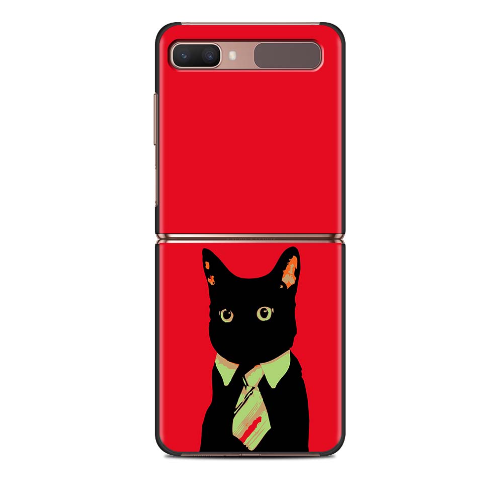 Lustige schwarze Katze, süße Luxus-Falthülle für Samsung Z Flip, Handyhülle für Galaxy Z Flip, Z Flip3 5G, Rückseite, Fundas