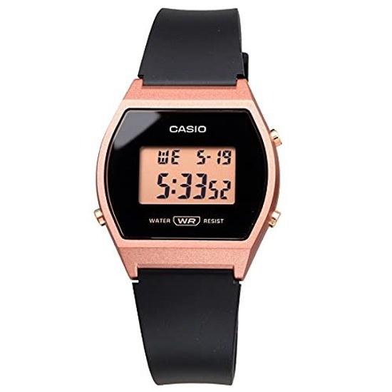 CASIO Standard Digital Womens Girls Wristwatch LW-204-1A No Makeup Box Black Rose Gold International Model