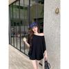 Loose Slim Looking Casual off-the-Shoulder Knitting Short Sleeve T-shirt