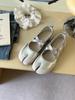 2025 summer Korean round head shallow mouth soft sole Mary Jane shoes casual cowhide one word belt single shoes flat shoes women's tide