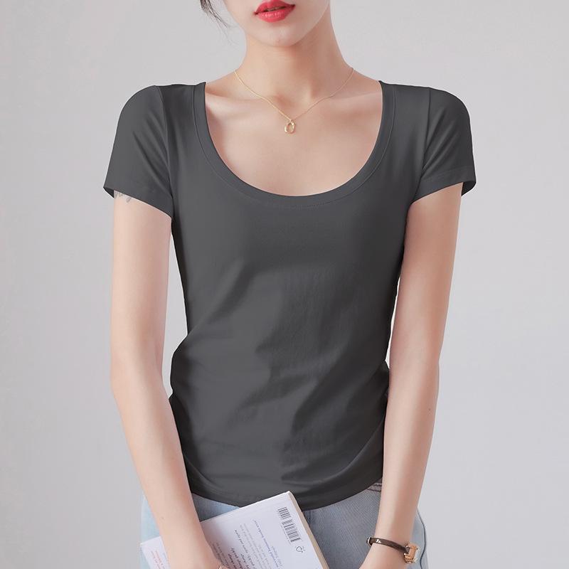 Women's Slim Fit White Round Neck Pure Cotton Short Sleeve T-Shirt - Summer 2025