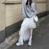 Korean Style Women Streetwear Irregular Skirt Elastic Waist White Black Layered Ruffles Skirt Stylish Feminine Ladies' Skirts Womens