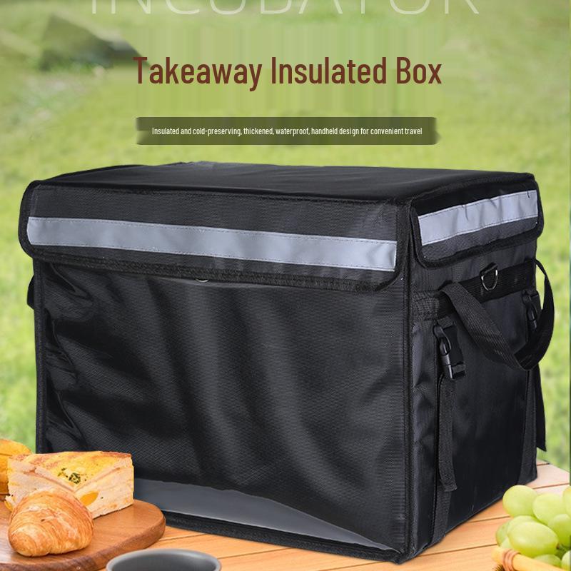 Meituan Waimai Black Insulated Delivery Box - Thickened, Waterproof, Car-Mounted, and Home Use.