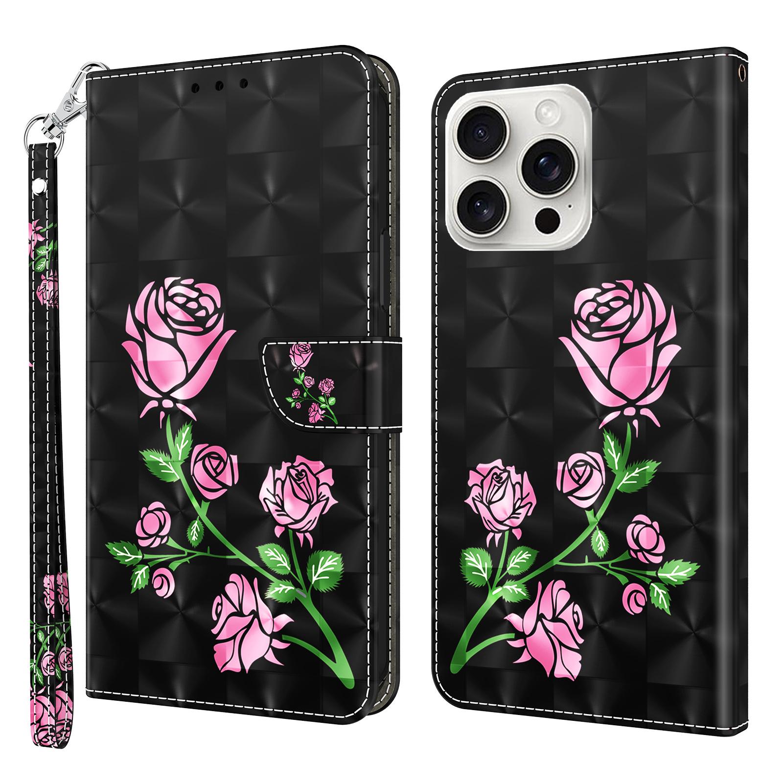 Чехол-подставка с узором из кожи для iPhone 16 Pro Max D