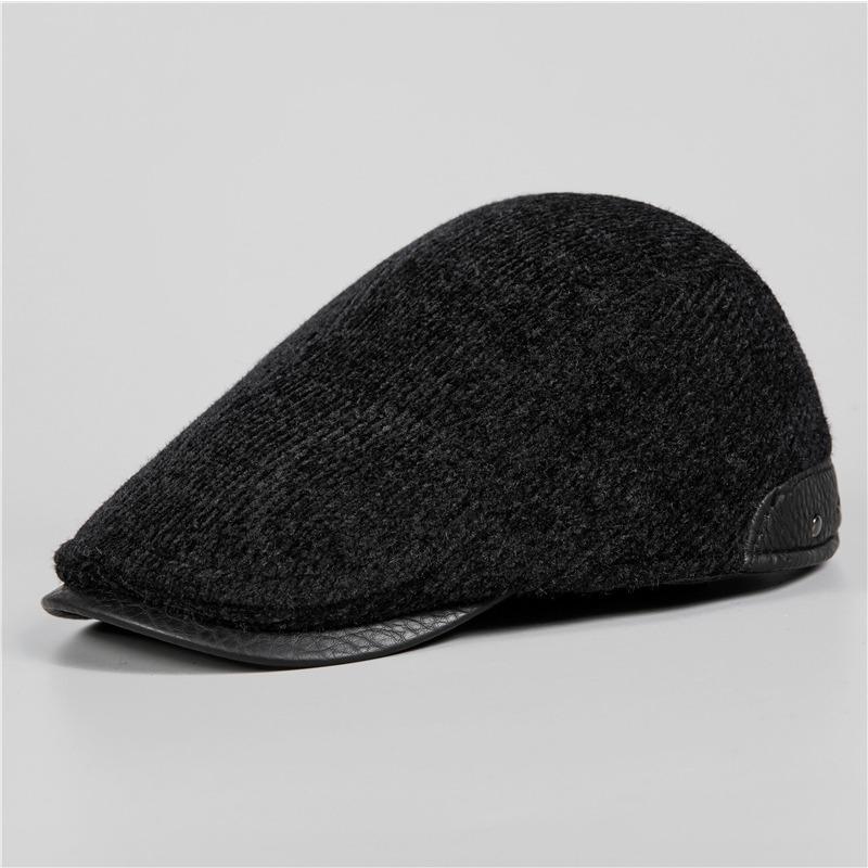 Hat Men's Autumn and Winter Beret Corduroy Casual Forward Hat Medium and Old Thermal Cap