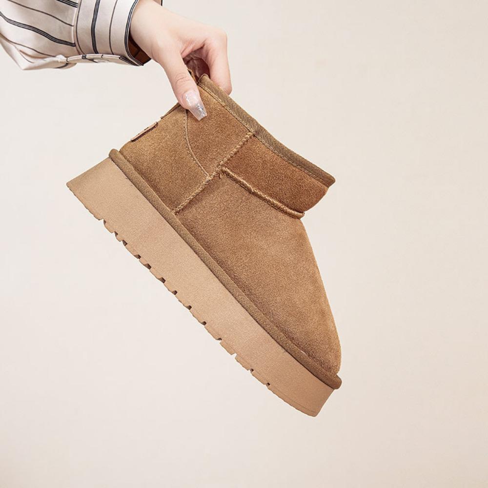 Winter Velvet To Increase Warmth Thick Soled Short Tube Cotton Shoes for Women