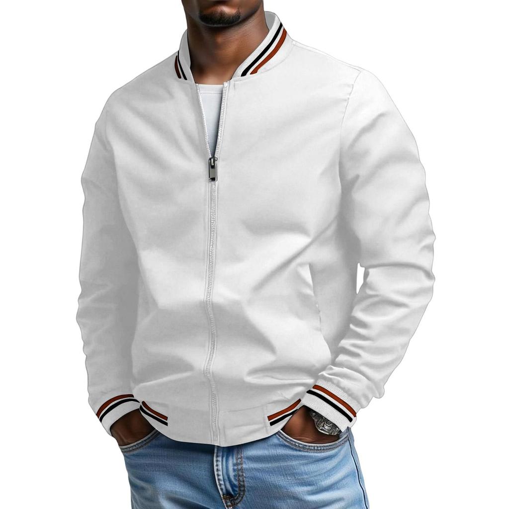 Herren Freizeit Stehkragen Doppelstreifen Jacke Mantel