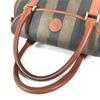 FENDI vintage Logo Pecan Tote Bag Flap Hand Bag PVC/Leather khaki/Brown