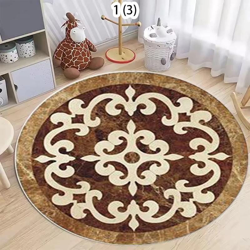 

Round Rug with Ornate Marble Medallion Patterns and Classic Floral for Elegant Traditional Living Room Bedroom and Home Decor 80cm x 80cm