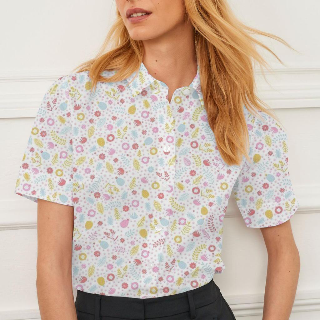 Summer Lapel Women's Floral Pattern Design Personality Fashion Casual Versatile Breathable Tops