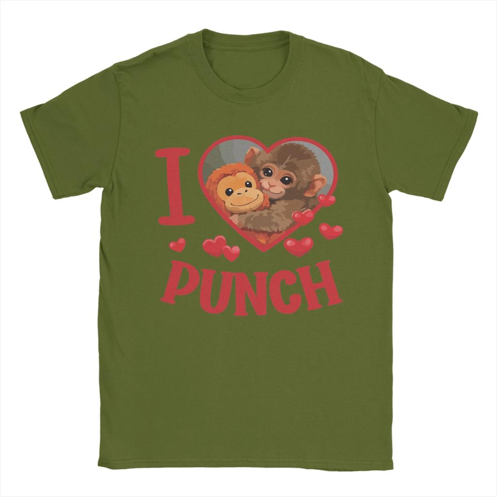 Unisex I Love Punch Cute Baby Monkey Heart T Shirt Pure Cotton Tops Funny Short Sleeve Round Collar Tees Gift Idea TShirt