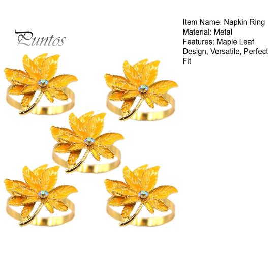 Linen Napkin Holder 5Pcs Rings, Maple Leaf Design Holders, Waterproof Reusable Rings Anti-Oxidation Decorative for Wedding Banquets And Restaurants
