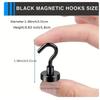 6PCS Metal Magnetic Hook Black Strong Magnetic Suction Storage Hooks Key Hanger Multi-Purpose Cruise Load Bearing Hook