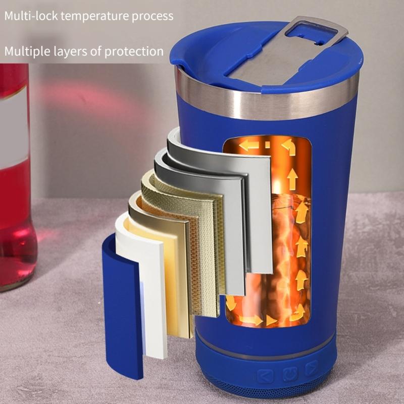 Stainless Steel Insulated Cup Builts In Removable Bluetooth-Compatible Speaker Perfect For Music Lover And Gift