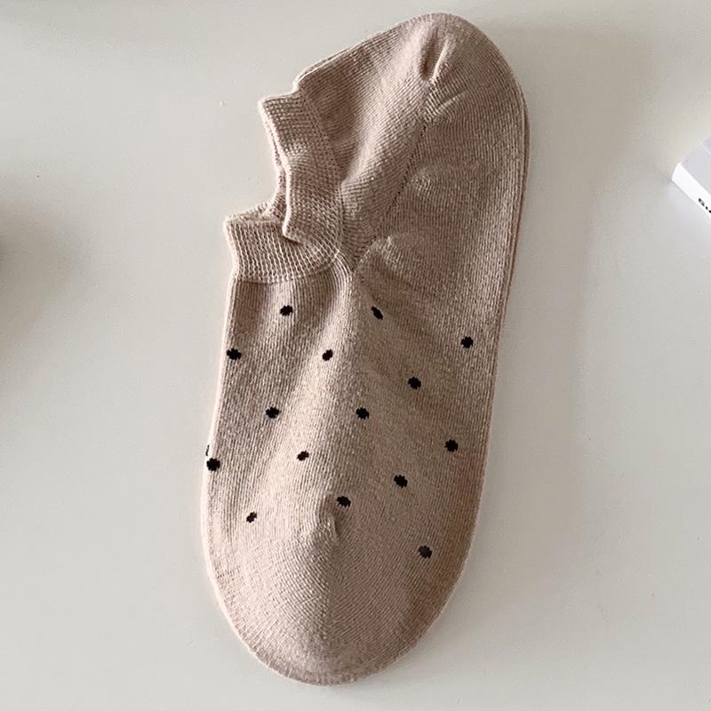 

Женские хлопковые носки-невидимки в горошек - Весенне-летние мелкие носки-лодочки One Size хаки