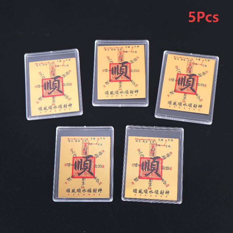 5Pcs Chinese Lucky Fake Gold Foil Card Feng Shui Wealth Luck Card For Wallet Phone Stickers Decor Lucky Gifts For Friends Family