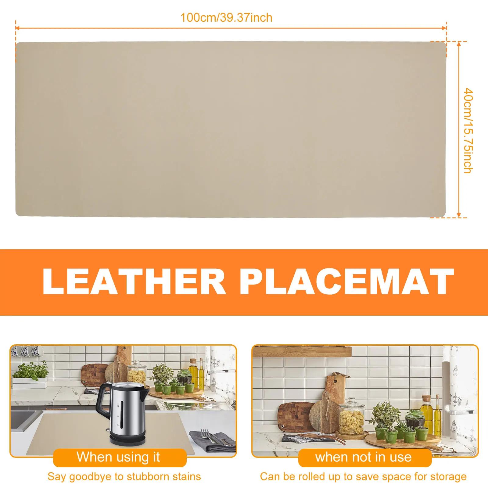 

Кожаные подставки под тарелки ПВХ Настольная подкладка Водонепроницаемая Термостойкая Подставка Многофункциональная Настольная подкладка Защитные коврики для столешницы Коврик для мыши 40x100cm&1PC коричневый