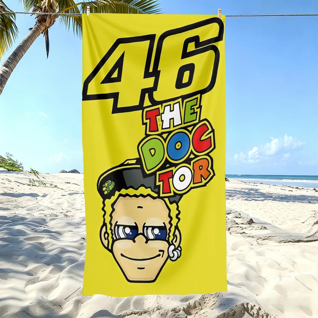1 Stück V-Valentino R-Rossi 46 Motogp Strandtuch Mikrofaser Weich Schnelltrocknend Vr46 Racing Print Badetuch Für Fans Schwimmen Outdoor