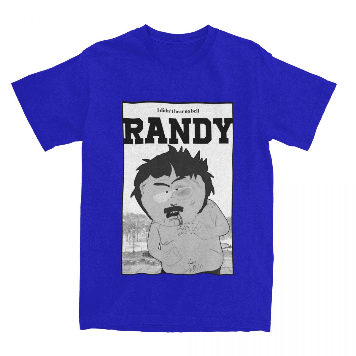 

Футболка Southpark Randy I Didn t Hear No Bell для чоловіків Мультяшна Крута Футболка з Чистої Бавовни з Круглим Вирізом та Коротким Рукавом Одяг XXXL синій