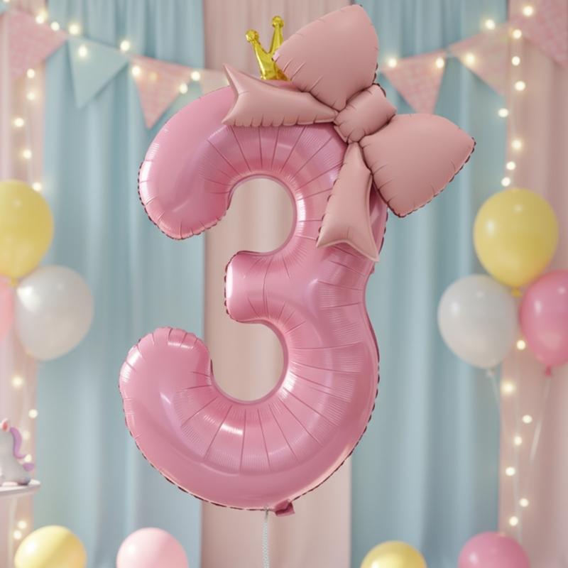 Bowknot Number Shape Balloon Reusable 40Inch Oversize Plastic Balloon For Birthday Wedding Anniversary Party Decoration