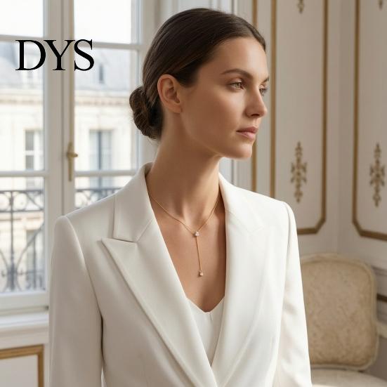 Square Zirconia Jewelry Gift Y-Shaped Pendant Necklace, Gold Necklace for Women, Dainty Lariat Light Luxury Ladies Drop Minimalist Trendy Clavicle