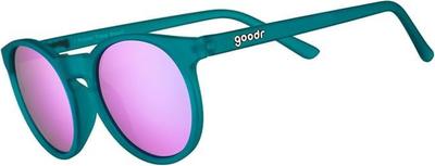 Goodr I Pickled These Myself Polarized Round Sunglasses, Unisex, Teal Semi-Transparent Frame, Purple Pink Reflective Lenses, UV400 Protection,