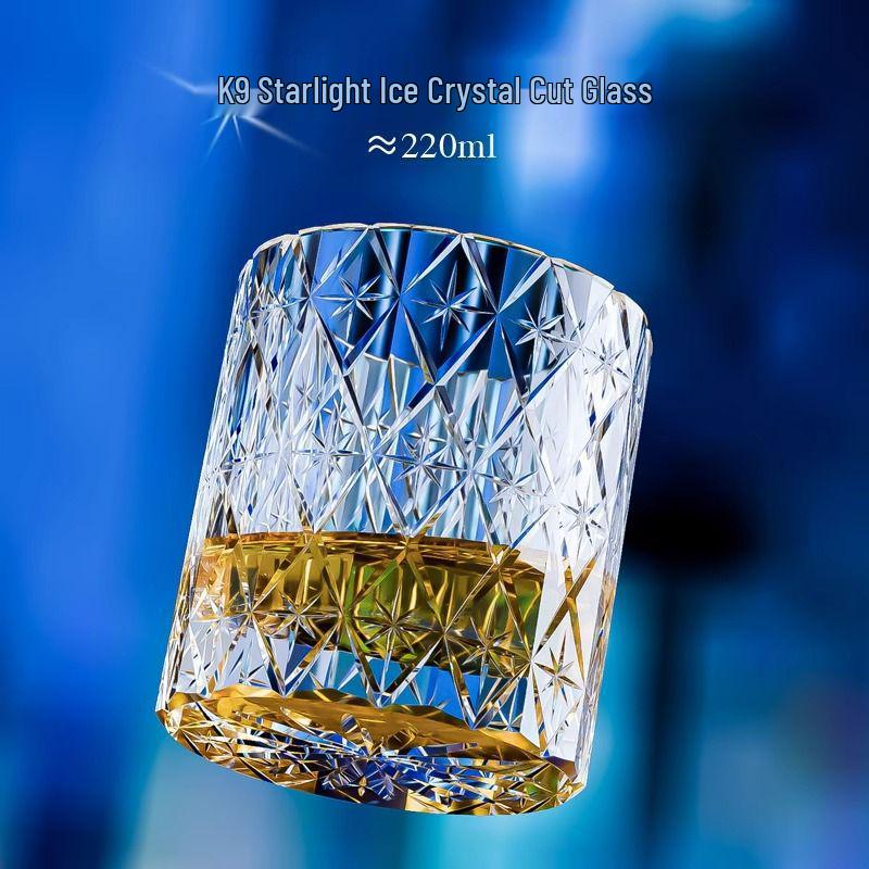 Handcarvat K9-kristallwhiskyglas - Lyxig Edo Kiriko Stjärnburst Design