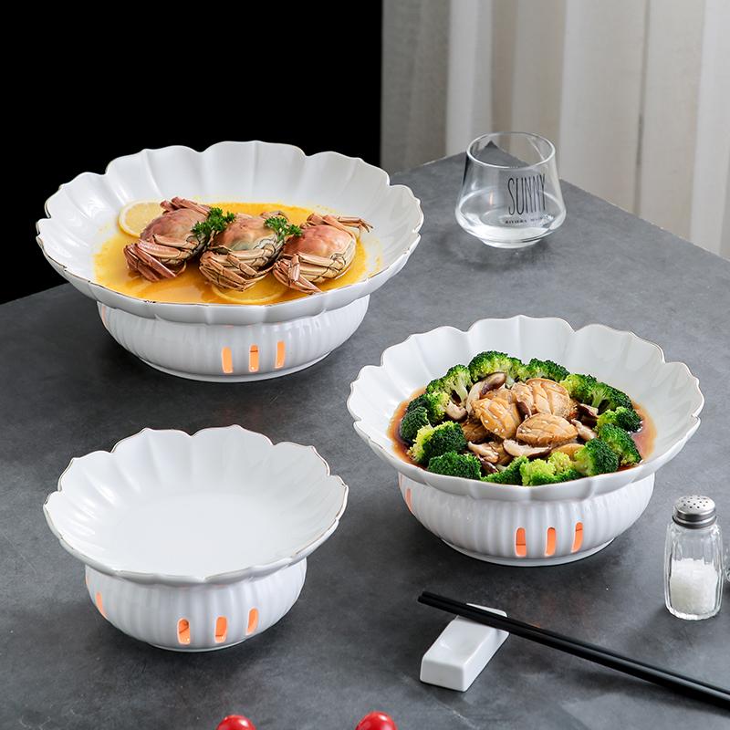Candle Heating Furnace Dining Plate Ceramic Stove Tableware Warming Tray Serving Plate Fruit Bowl Dessert Bowl Soup Plates Dish
