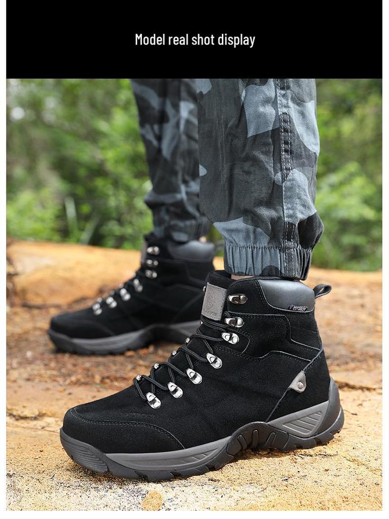 Men's Plus Size Mid-top Outdoor Training Boots - Non-slip & Wear-resistant for Hiking