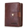Johnature Portamonete da uomo con pochette multifunzione in pelle Crazy Horse vintage con cerniera solida e Hasp