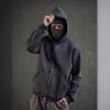 Autumn and Winter New Trend Fashion Solid Color Velvet Zipper Double Hat Sweatshirt Couple Harajuku Casual Wear