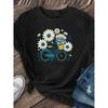 Camisetas Casuales de Manga Corta para Mujer, Tallas Europeas, con Diseños de Bicicleta y Flores, Largo Regular