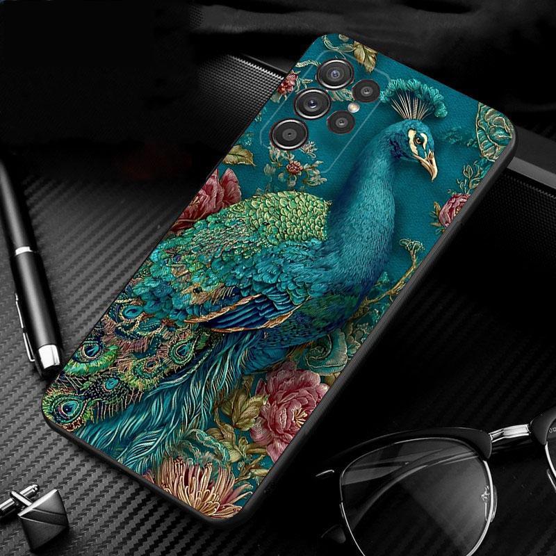 Phone Case For Samsung Galaxy S26 S25 S24 S23 S22 S21 Ultra S24 S23 S22 S21 S25 Plus S24 FE Peacock Bird