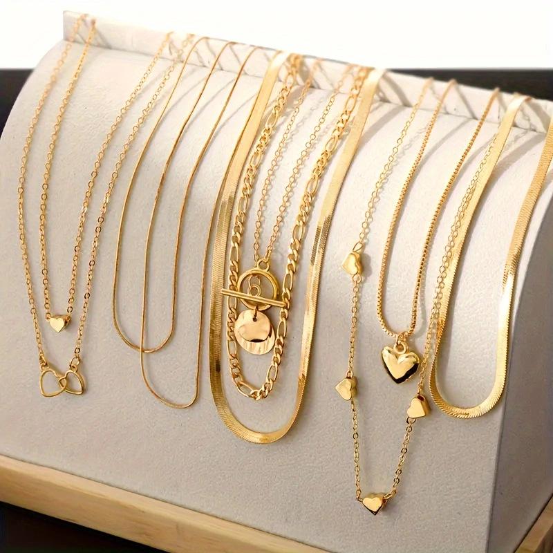 Heart Pendant Multi-layer Necklace Set: Stylish, High-end Stackable Sweater Chain