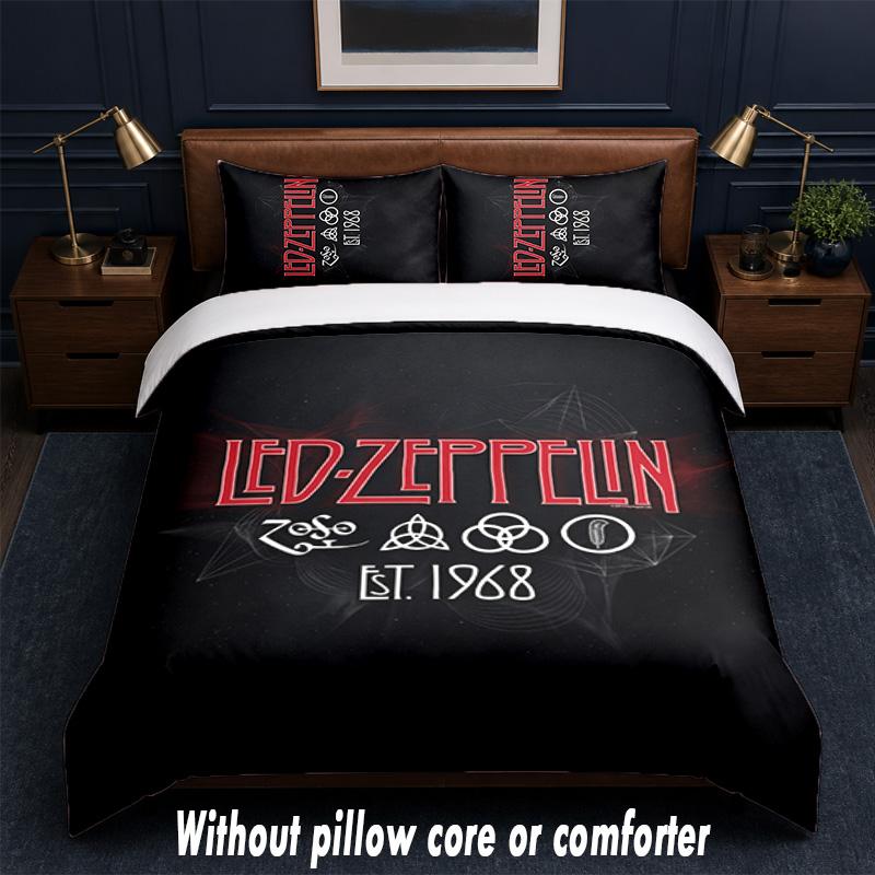 Set Biancheria da Letto Design Led Zeppelin 1 Copripiumino + 2 Federe Morbido Traspirante Biancheria da Letto per la Casa