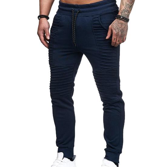 Pantalon de survêtement respirant couleur unie cordon de serrage taille élastique pantalon skinny d'extérieur pour la salle de sport