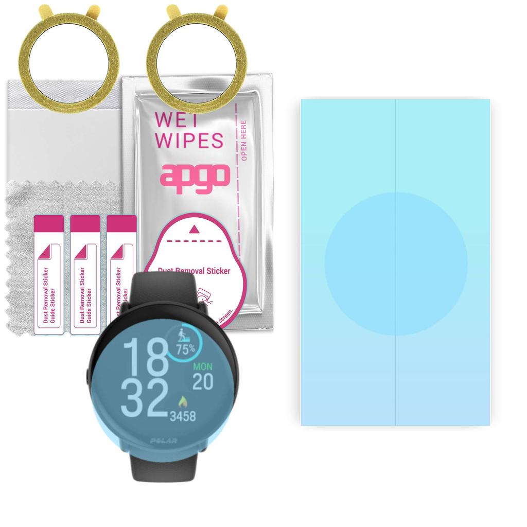 2x apgo HD HQ FLEX Ultra-Clear Screen Protector for Polar Ignite 3, Hydrogel Film, Flexible, Soft TPU with positioning layer easy installation