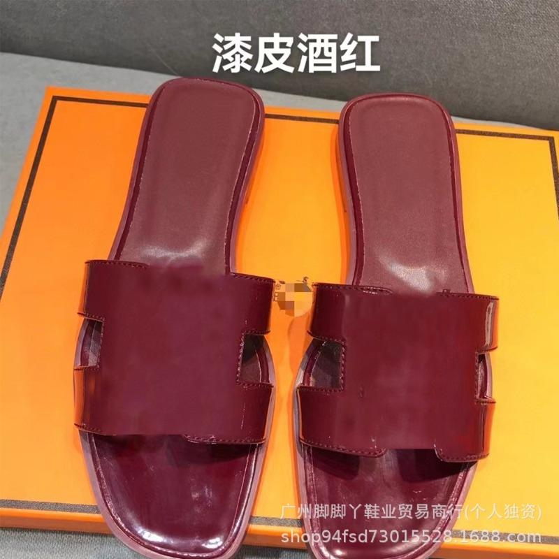Diese H Hausschuhe Damen Sommerkleidung vielseitig neu Leder Ein-Riemen Sandalen H-förmig flacher Boden