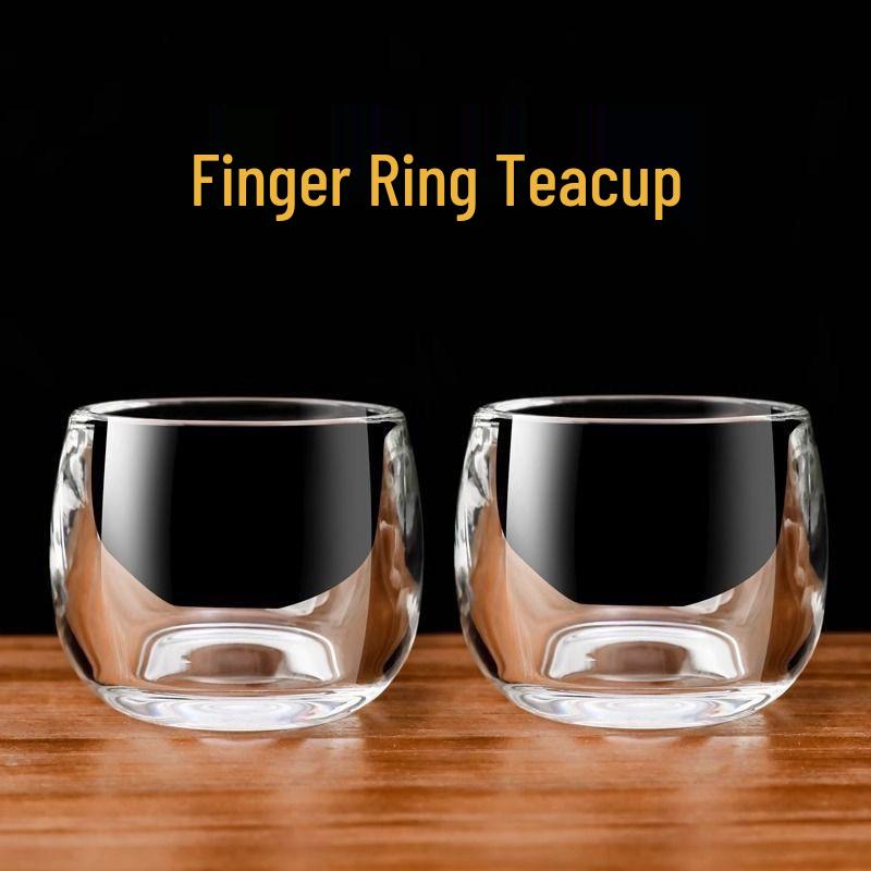 Premium Thick Glass Thumb Ring Tea Tasting Cup