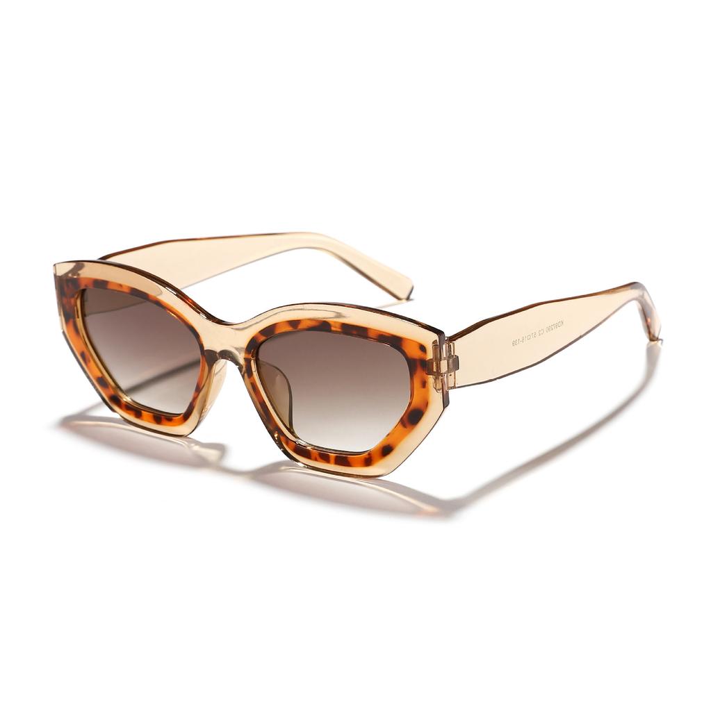 Ryan leopard print irregular cat eye sunglasses women's European and American advanced sense personalized outdoor street sunshade sunglasses