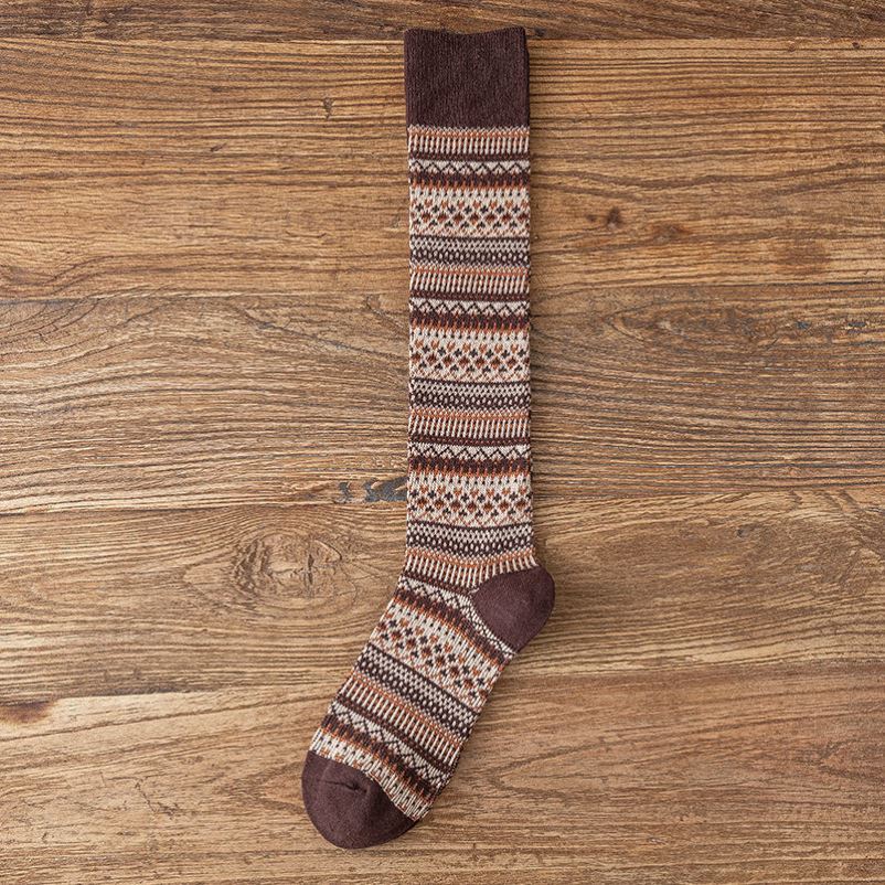 

Женские осенние ретро модные и универсальные длинные гольфы до икр 1 pair кофейный