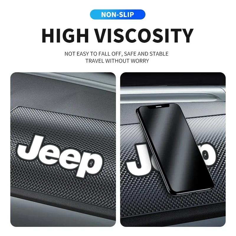 PVC Car Emblem Non-Slip Mat Dashboard Mobile Phone Pad For Jeep Renegade Compass Grand Cherokee Patriot Liberty Wrangler Rubicon