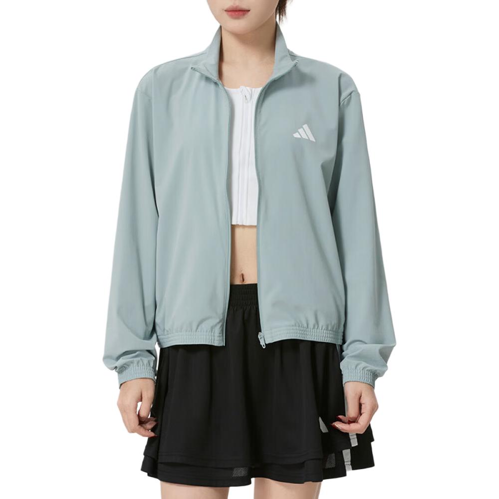 Adidas Windproof Sweat-Wicking Quick-Dry Loose Three-Stripe Zip-Up Hooded Long Sleeve Running Jacket Women jackets KC5489