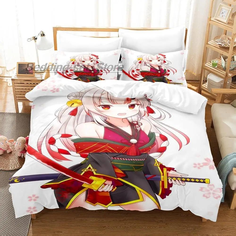 VTuber Ookami Mio Bedding Set Single Twin Full Queen King Size Bed Set Aldult Kid Bedroom Duvetcover Sets 3D Print Kawaii