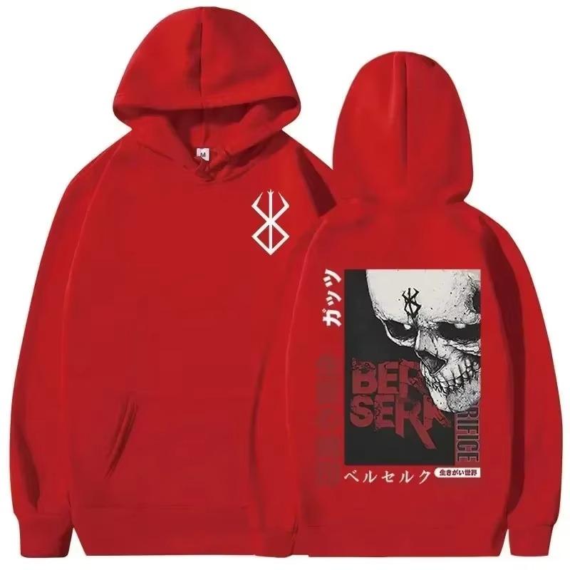 Men's Casual Hooded Sweatshirt Anime Berserk Legend Guts Swordsman Casca Zodd Sacrifice Mark Print Autumn and Winter Adult Pullo