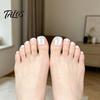Women Toenail Covers 24Pcs Pearlescent White Press on Toenails, Short Square Stick-on Fake Nails Glossy Toenails for Women, Removable Glue False