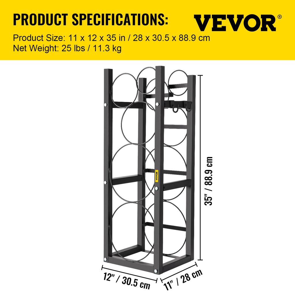 VEVOR Refrigerant Tank Rack with 2x30lb and Other 3 Saving Space Cylinder Tank Rack 35x13x14-inch Refrigerant Cylinder Rack Gas Cylinder Racks and