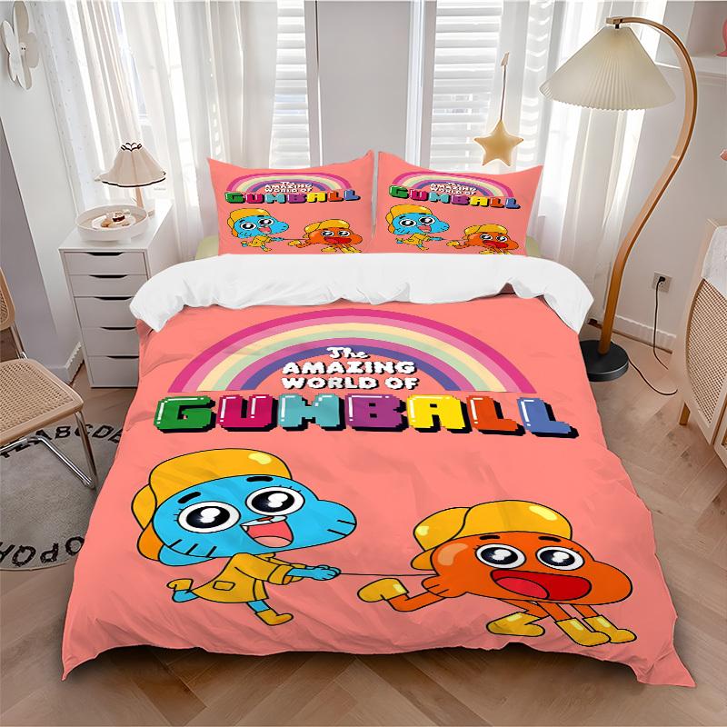 

3pc Gumball World Bedding Set Guest Room Bedroom Decor Christmas Halloween Decor Birthday and Holiday Gifts- All Seasons 3pcs Quilt 127 135x200cm